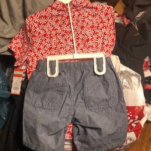 Jean shirt with red white and blue top